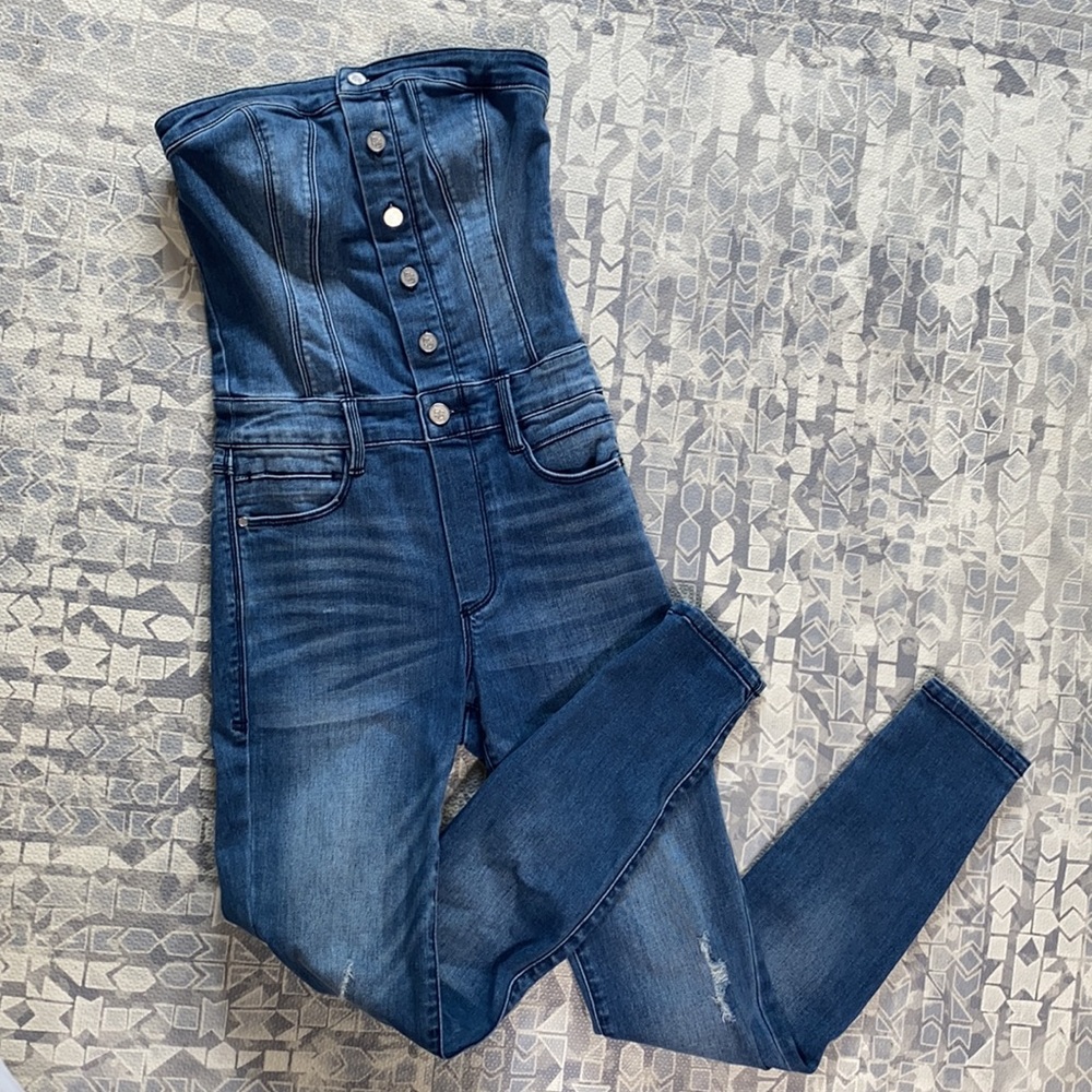 Denim Strapless jumpsuit